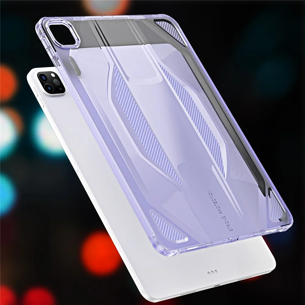 For iPad Pro 11 (2022) / (2021) / (2020) Case Anti Drop Clear TPU Tablet Cover - Transparent Purple - 2