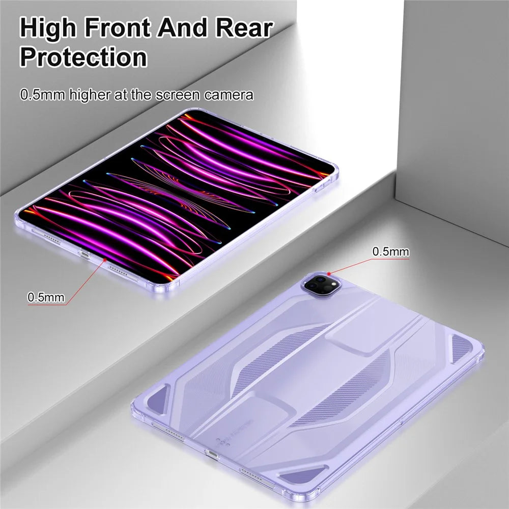 For iPad Pro 11 (2022) / (2021) / (2020) Case Anti Drop Clear TPU Tablet Cover - Transparent Purple - 4