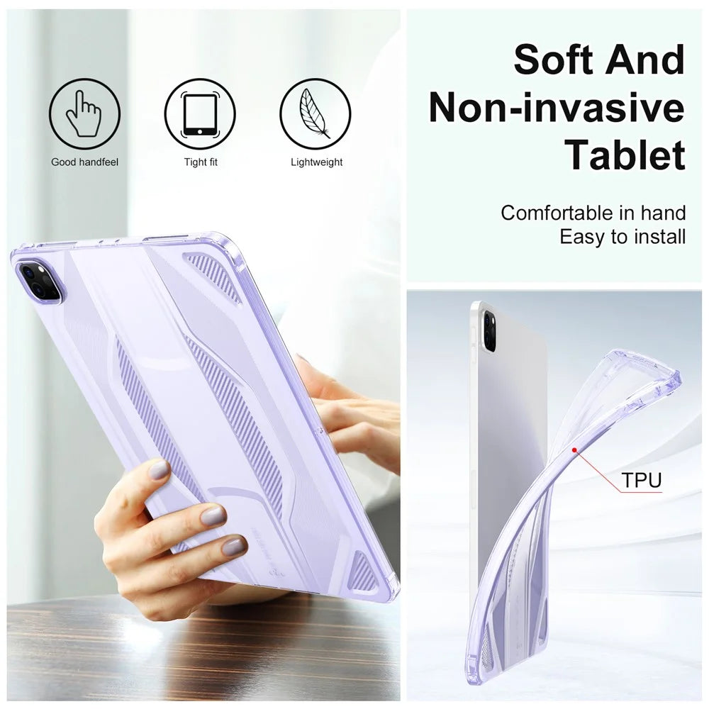 For iPad Pro 11 (2022) / (2021) / (2020) Case Anti Drop Clear TPU Tablet Cover - Transparent Purple - 5