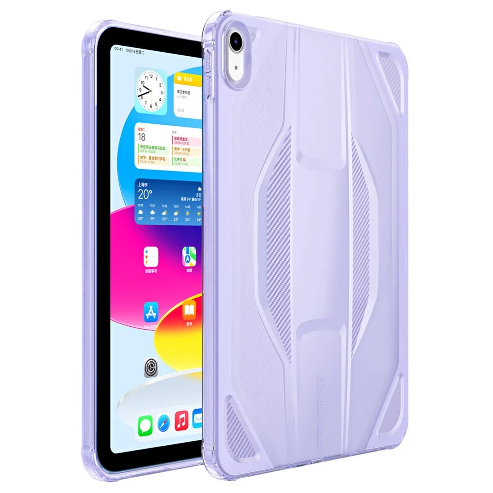 For iPad (2025) / iPad 10.9 (2022) Case Anti Drop Clear TPU Tablet Cover - Transparent Purple - 1