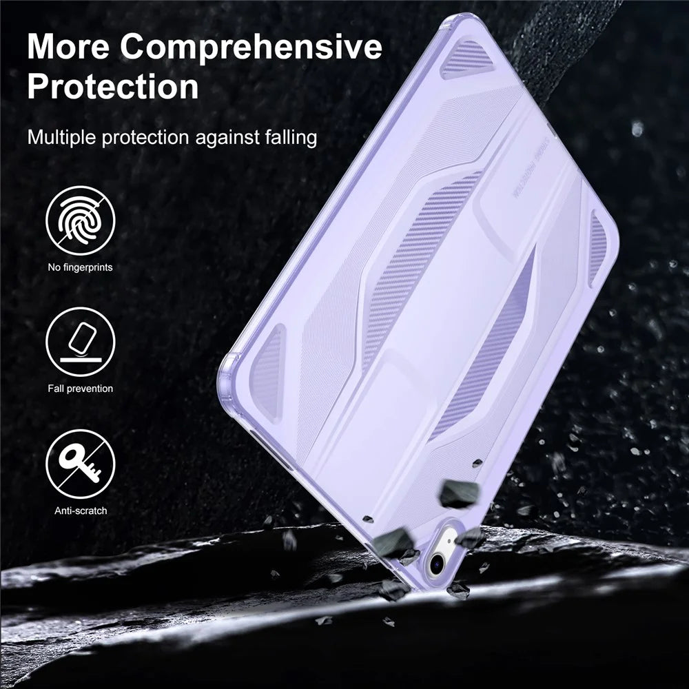 For iPad (2025) / iPad 10.9 (2022) Case Anti Drop Clear TPU Tablet Cover - Transparent Purple - 3