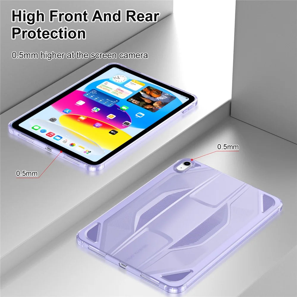 For iPad (2025) / iPad 10.9 (2022) Case Anti Drop Clear TPU Tablet Cover - Transparent Purple - 4