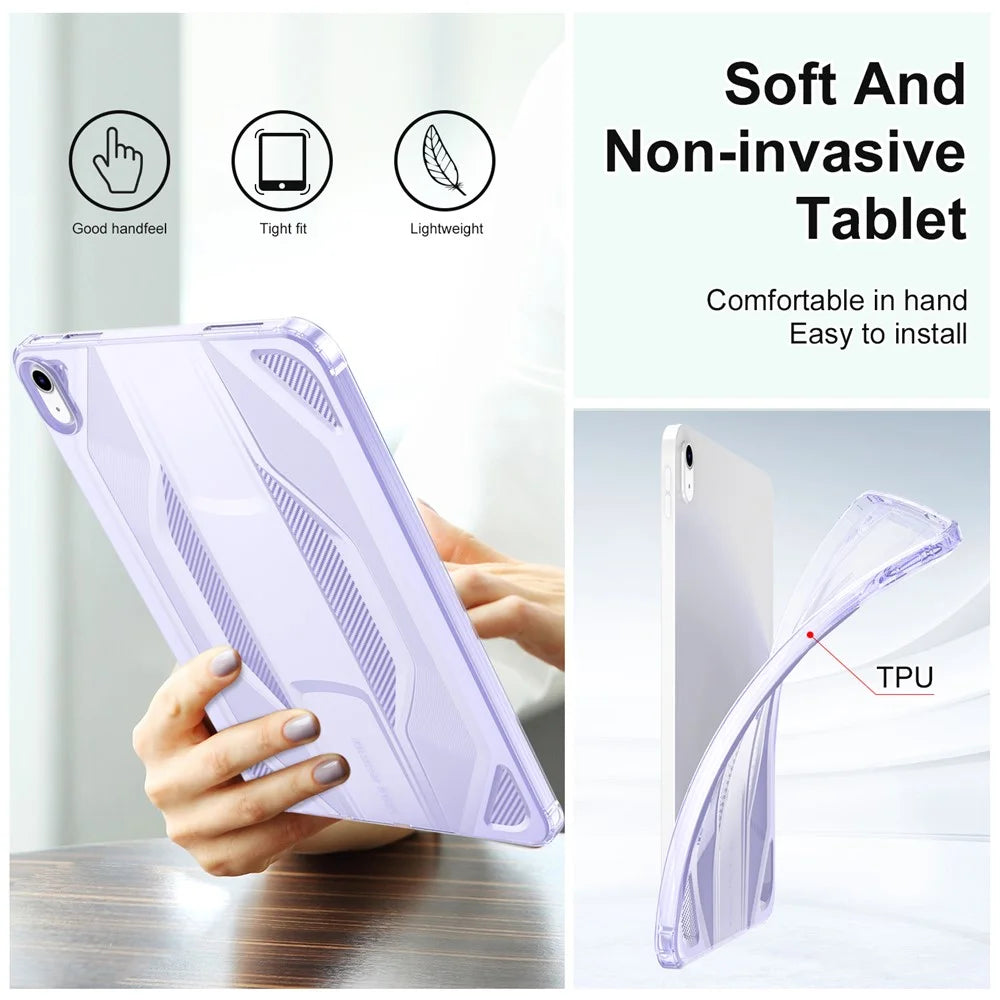 For iPad (2025) / iPad 10.9 (2022) Case Anti Drop Clear TPU Tablet Cover - Transparent Purple - 5