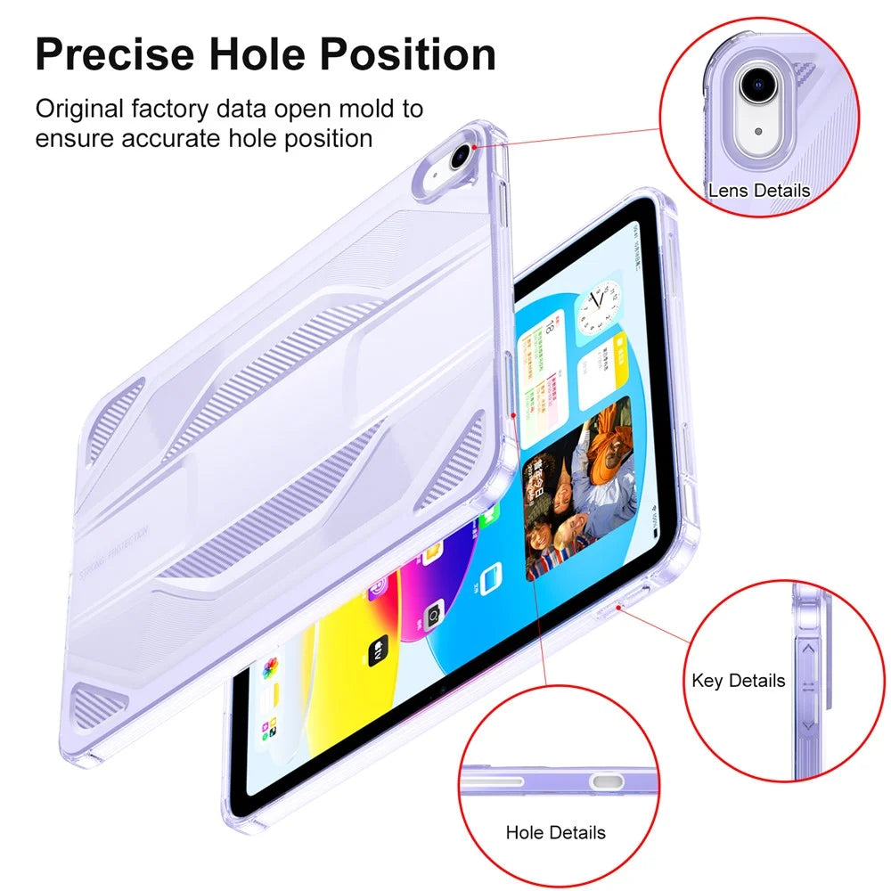 For iPad (2025) / iPad 10.9 (2022) Case Anti Drop Clear TPU Tablet Cover - Transparent Purple - 7