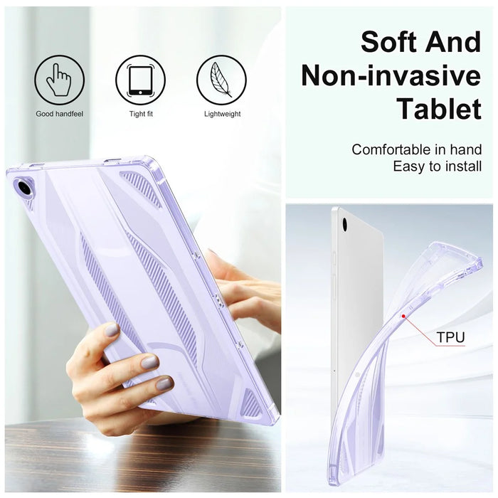 For Samsung Galaxy Tab A9+ Case Anti Drop Clear TPU Tablet Cover - Transparent Purple - 5