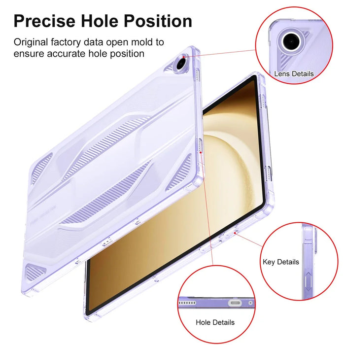 For Samsung Galaxy Tab A9+ Case Anti Drop Clear TPU Tablet Cover - Transparent Purple - 7