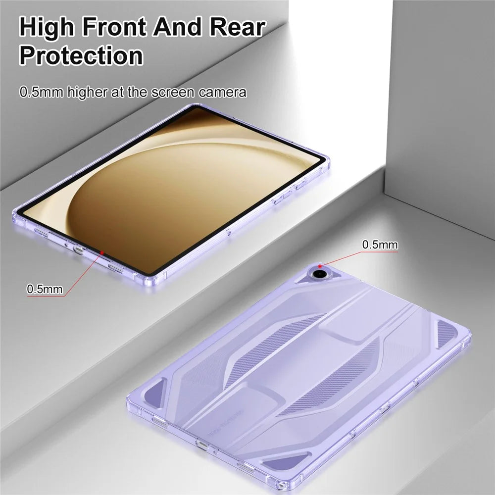For Samsung Galaxy Tab A9 Case Anti Drop Clear TPU Tablet Cover - Transparent Purple - 4