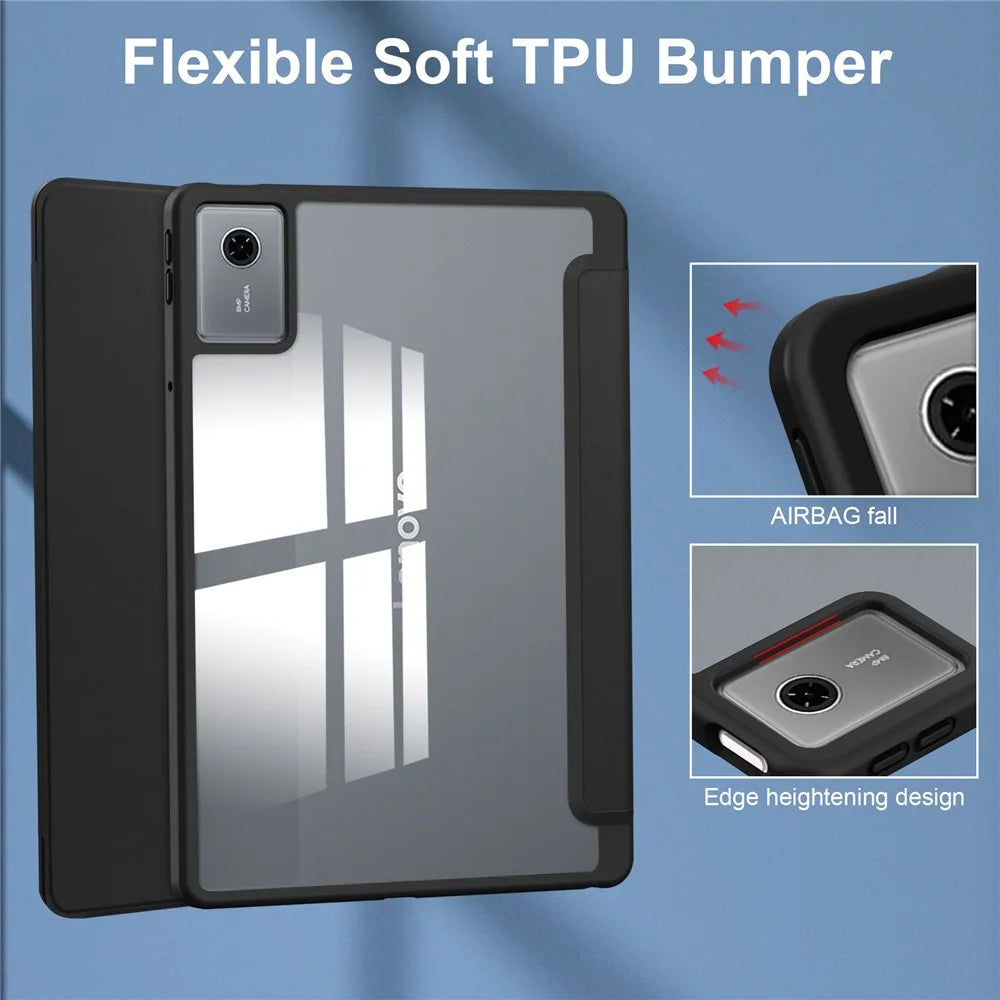 For Lenovo Tab K11 Gen 2 / Idea Tab / Xiaoxin Pad 11 2025 Case Clear Acrylic Leather Tablet Cover Support Auto Sleep  /  Wake - Black - 4