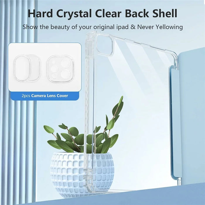 Tablet Case with Side Pencil Slot for iPad Pro 11 (2022) / (2021) / (2020) / (2018) Acrylic + TPU + PU Leather Flip Cover - Sky Blue - 3