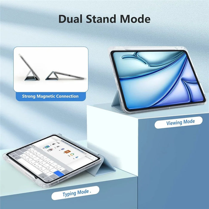 Tablet Case with Side Pencil Slot for iPad Pro 11 (2022) / (2021) / (2020) / (2018) Acrylic + TPU + PU Leather Flip Cover - Sky Blue - 5