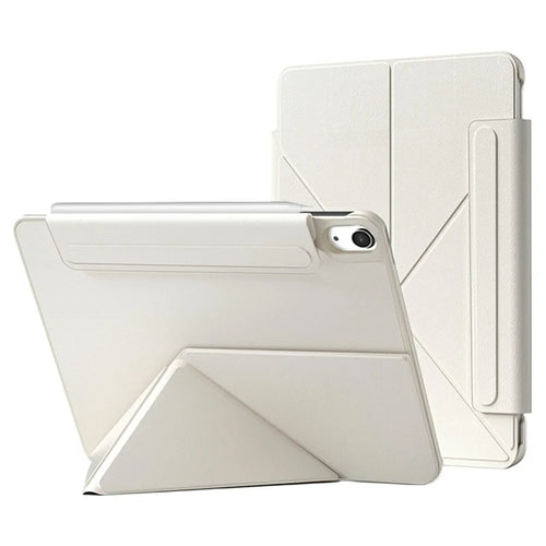 For iPad (2025) / iPad 10.9 (2022) Case Double-Sided Magnetic Closure Leather Smart Tablet Cover - White - 1