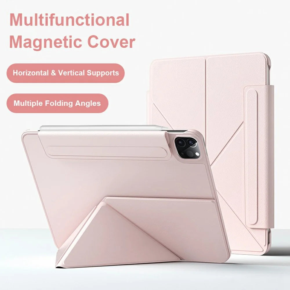 Smart Tablet Case For iPad Pro 11 (2022) / (2021) / (2020) / (2018) , Double-Sided Magnetic Closure Leather Cover - Pink - 2