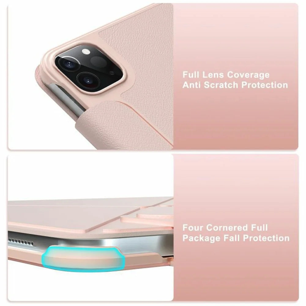 Smart Tablet Case For iPad Pro 11 (2022) / (2021) / (2020) / (2018) , Double-Sided Magnetic Closure Leather Cover - Pink - 4