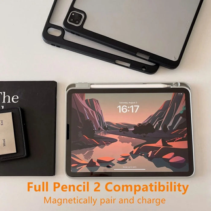 For iPad mini (2024) / (2021) Case Acrylic + PC Matte Tablet Cover with Pencil Holder - Black - 5