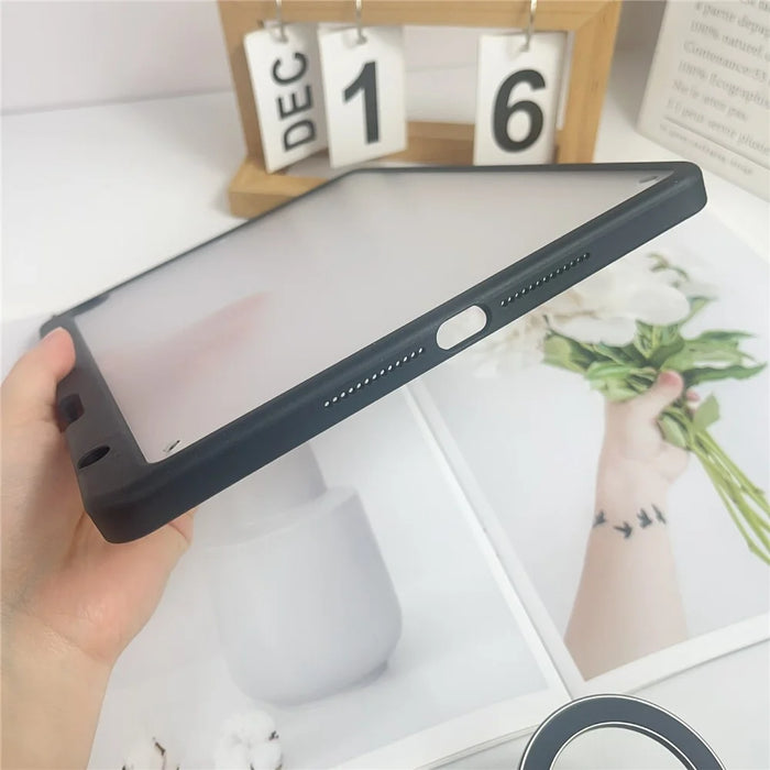 Tablet Case For iPad 10.2 (2021) / (2020) / (2019) , Acrylic + PC Matte Cover with Pencil Holder - Black - 3