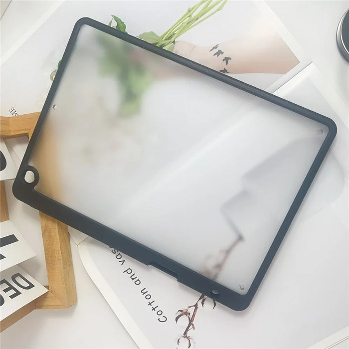 Tablet Case For iPad 10.2 (2021) / (2020) / (2019) , Acrylic + PC Matte Cover with Pencil Holder - Black - 5