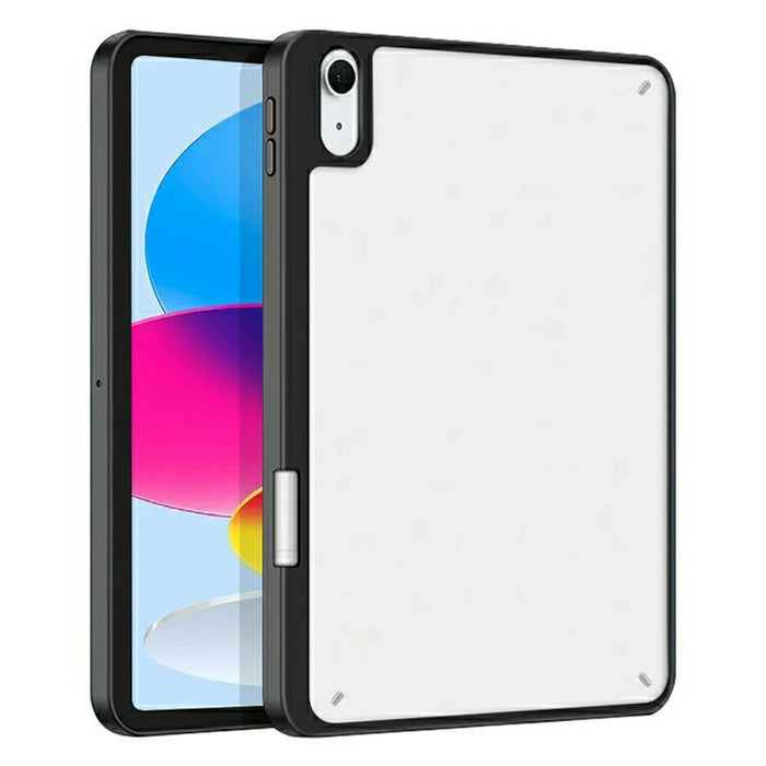 For iPad (2025) / iPad 10.9 (2022) Case Acrylic + PC Matte Tablet Cover with Pencil Holder - Black - 1