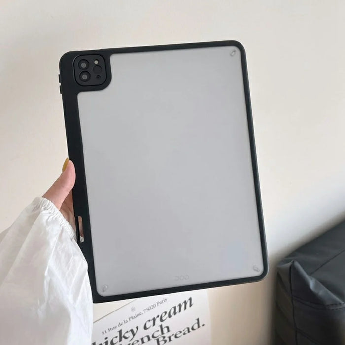Tablet Case For iPad Pro 11 (2022) / (2021) / (2020) / (2018) , Acrylic + PC Matte Cover with Pencil Holder - Black - 4