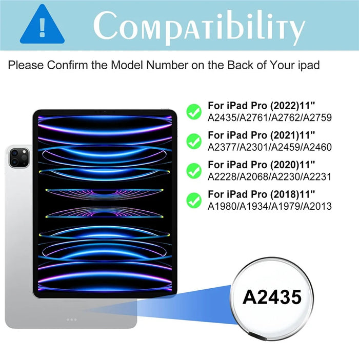 Tablet Case For iPad Pro 11 (2022) / (2021) / (2020) / (2018) , Acrylic + PC Matte Cover with Pencil Holder - Black - 7