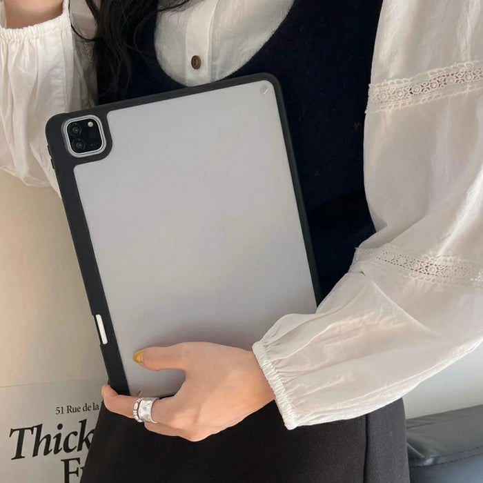 For iPad Pro 11 (2025) / 11 (2024) Case Acrylic + PC Matte Tablet Cover with Pencil Holder - Black - 4