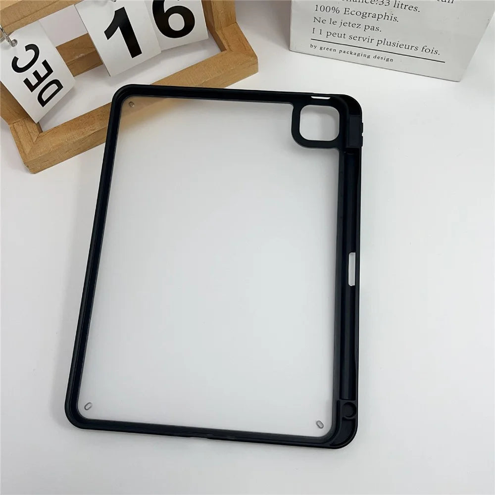 Tablet Case For iPad Air 13 (2026) / (2025) / (2024) / Pro 12.9 (2022) / (2021) / (2020) / (2018) , Acrylic + PC Matte Cover with Pencil Holder - Black - 2