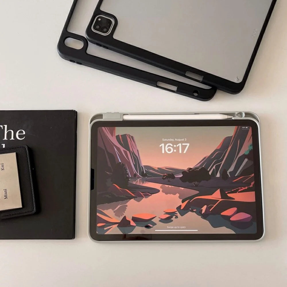 Tablet Case For iPad Air 13 (2026) / (2025) / (2024) / Pro 12.9 (2022) / (2021) / (2020) / (2018) , Acrylic + PC Matte Cover with Pencil Holder - Black - 4
