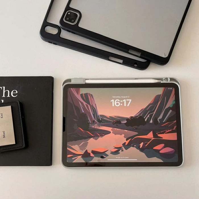 For iPad Pro 13 (2025) / 13 (2024) Case Acrylic + PC Matte Tablet Cover with Pencil Holder - Black - 4