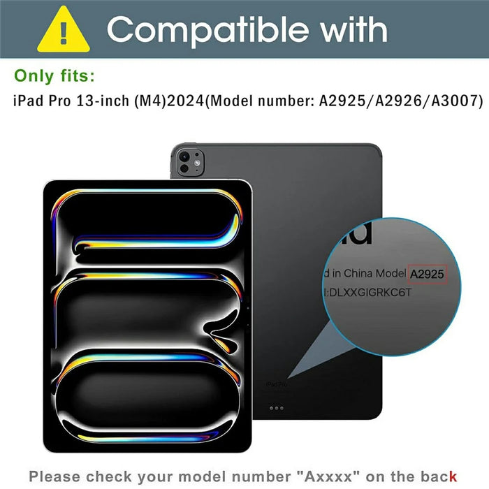 For iPad Pro 13 (2025) / 13 (2024) Case Acrylic + PC Matte Tablet Cover with Pencil Holder - Black - 6