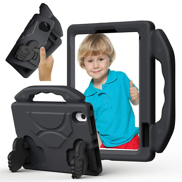 For iPad mini (2024)  /  (2021) Case Ultra-Soft EVA Thumb Kickstand Tablet Cover - Black - 1