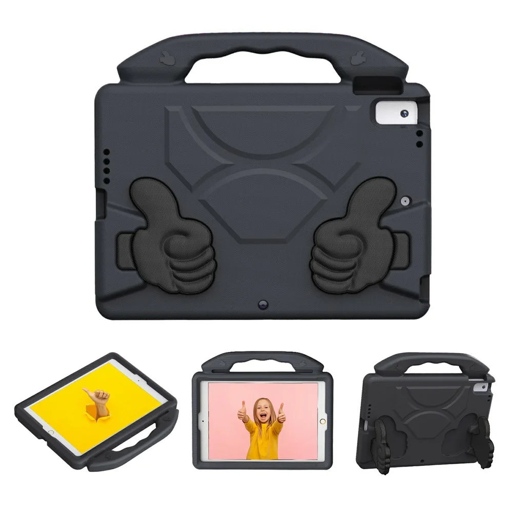 Ultra-Soft EVA Case For iPad 10.2 (2021)  /  (2020)  /  (2019)  /  Air 10.5 inch (2019) Thumb Kickstand Tablet Cover - Black - 2