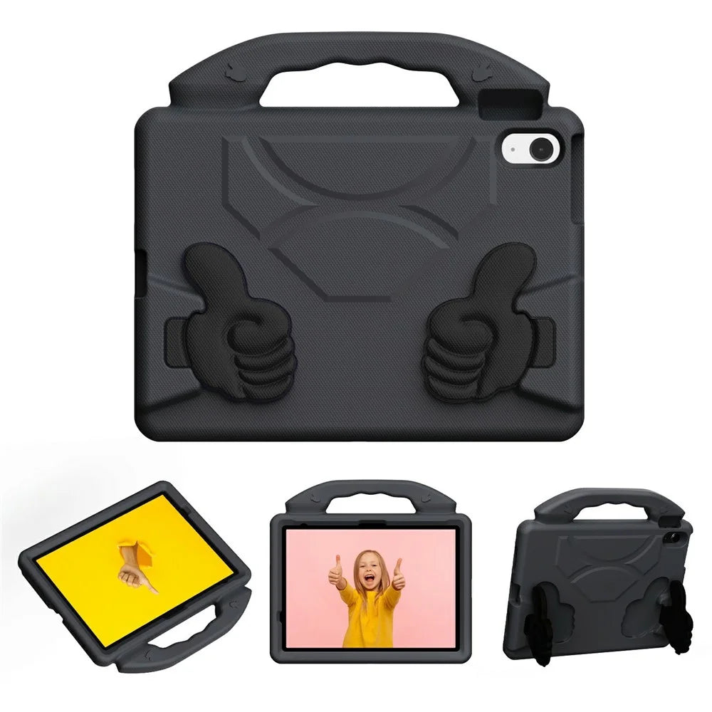 Ultra-Soft EVA Case For iPad (2025)  /  Air 11 (2025)  /  (2024)  /  10.9 (2022) Thumb Kickstand Tablet Cover - Black - 2