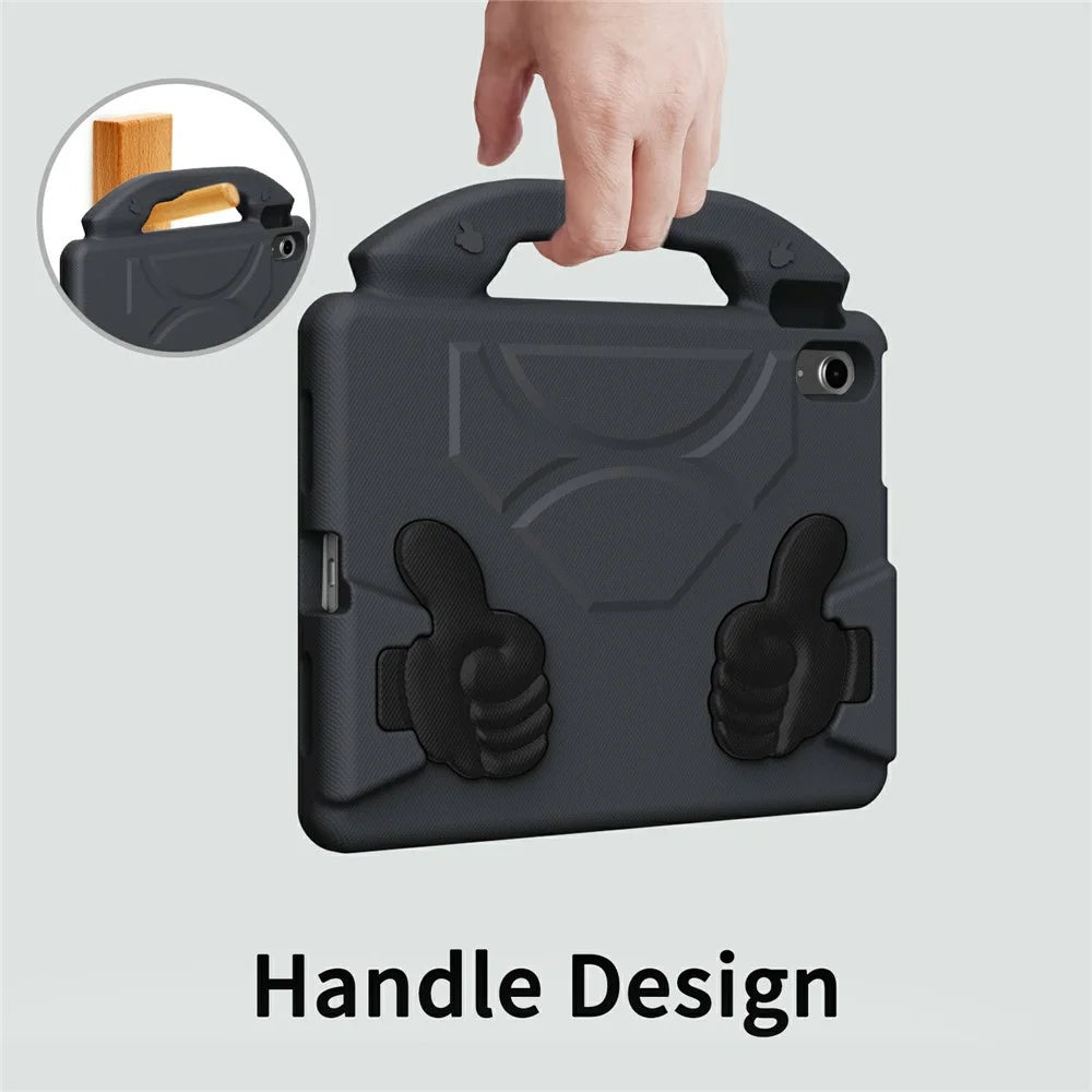 Ultra-Soft EVA Case For iPad (2025)  /  Air 11 (2025)  /  (2024)  /  10.9 (2022) Thumb Kickstand Tablet Cover - Black - 4