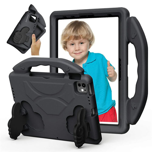 Ultra-Soft EVA Case For iPad Pro 11 (2025) / 11 (2024) / (2022) / (2020) / (2018) / Air (2022) / (2020) Thumb Kickstand Tablet Cover - Black - 1