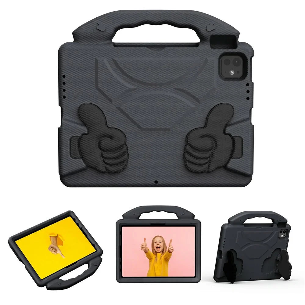 Ultra-Soft EVA Case For iPad Pro 11 (2025) / 11 (2024) / (2022) / (2020) / (2018) / Air (2022) / (2020) Thumb Kickstand Tablet Cover - Black - 2