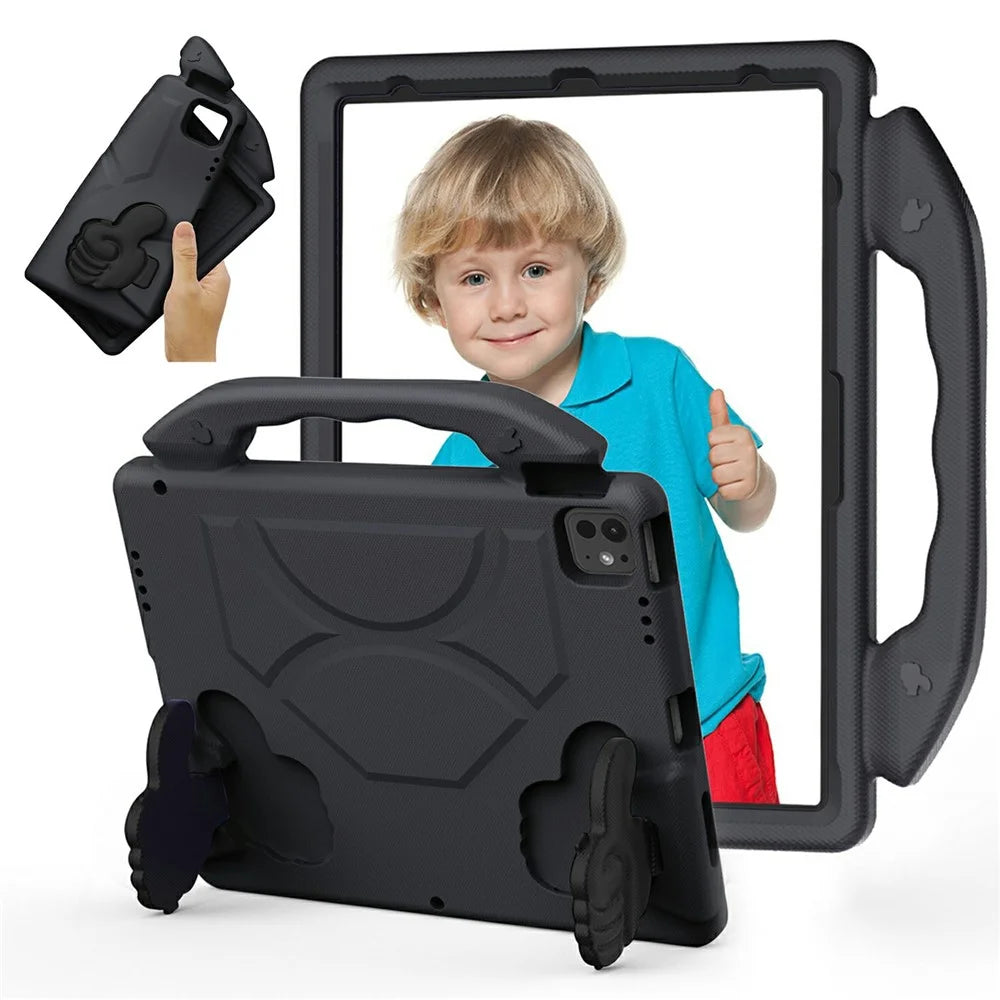 Ultra-Soft EVA Thumb Kickstand Tablet Case For iPad Air 13 (2026) / (2025) / (2024) / Pro 13 (2025) / 13 (2024) / Pro 12.9 (2022) / (2021) / (2020) / (2018) - Black - 1