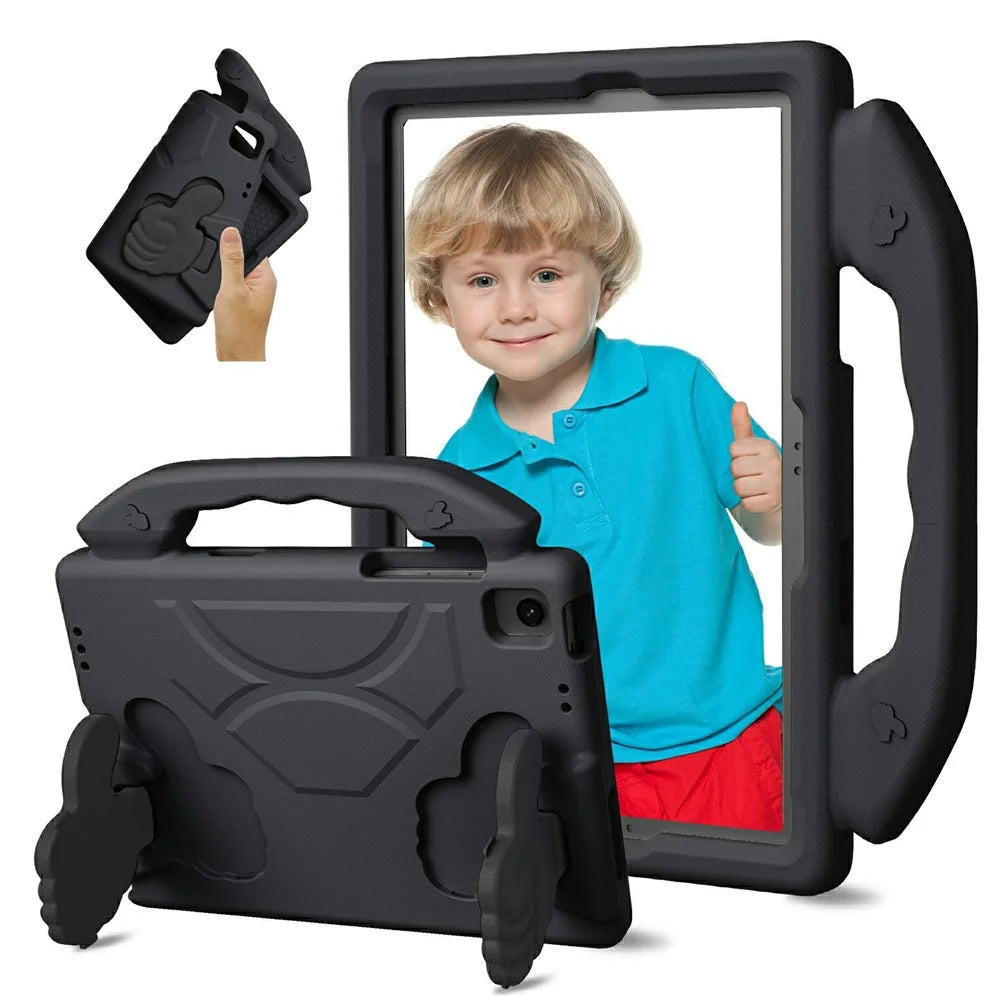 For Samsung Galaxy Tab A11+ / A9+ Case Ultra-Soft EVA Thumb Kickstand Tablet Cover - Black - 1