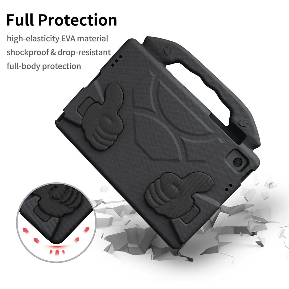 For Samsung Galaxy Tab A11+ / A9+ Case Ultra-Soft EVA Thumb Kickstand Tablet Cover - Black - 3
