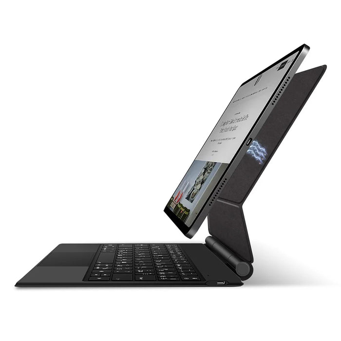For iPad Pro 11 (2025) / (2024) Smart Pogo Pin Direct Connection Keyboard (Russian Layout) + Leather Tablet Case - Black - 4