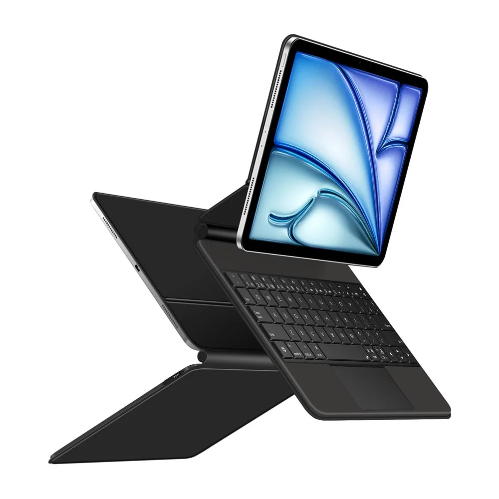 Keyboard For iPad Air 11 (2026) / (2025) (2024) / Air (2022) (2020) / Pro 11 (2022) (2021) (2020) (2018) Pogo Pin Direct Connection Keyboard + Leather Case - Black - 4