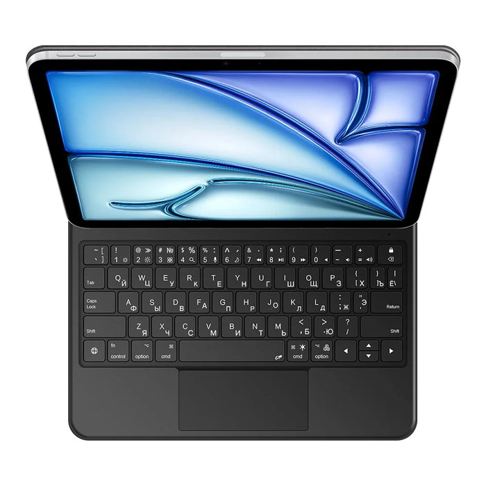 Keyboard For iPad Air 13 (2026) / (2025) / (2024) / Pro 12.9 (2022) (2021) (2020) (2018) Pogo Pin Direct Connection Keyboard (Russian) Leather Case - Black - 3