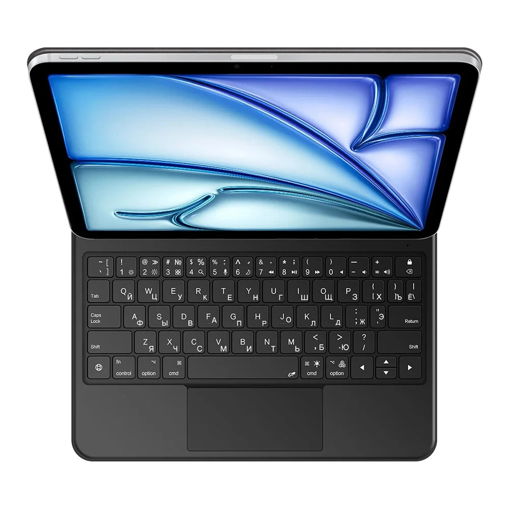 Keyboard For iPad Air 13 (2026) / (2025) / (2024) / Pro 12.9 (2022) (2021) (2020) (2018) Pogo Pin Direct Connection Keyboard (Arabic) Leather Case - Black - 3