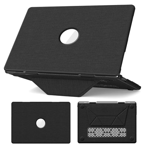 Kickstand Case for MacBook Air 15 inch (2026) A3448 / (2025) A3241 / (2024) A311 / (2023) A2941 Laptop Cover with Logo View - Black - 1