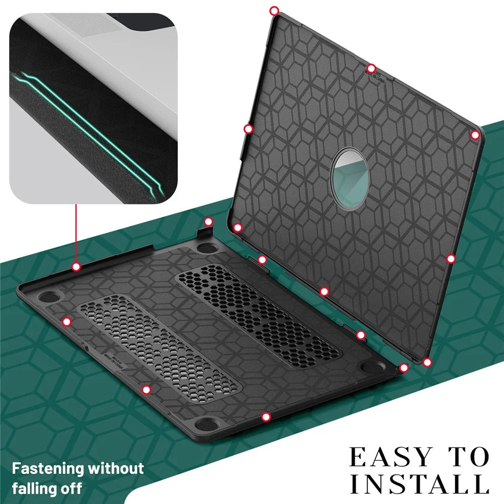 Kickstand Case for MacBook Air 15 inch (2026) A3448 / (2025) A3241 / (2024) A311 / (2023) A2941 Laptop Cover with Logo View - Black - 7
