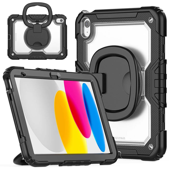 For iPad (2025) / iPad 10.9 (2022) Case Ring Kickstand PC + Silicone Shockproof Tablet Cover - 1