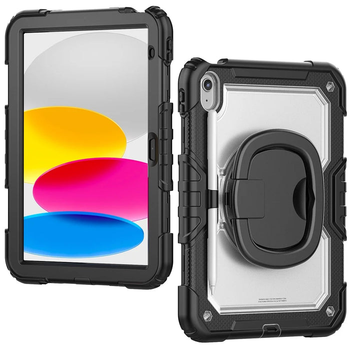 For iPad (2025) / iPad 10.9 (2022) Case Ring Kickstand PC + Silicone Shockproof Tablet Cover - 3