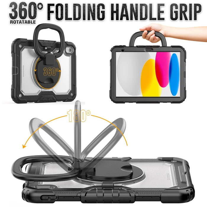 For iPad (2025) / iPad 10.9 (2022) Case Ring Kickstand PC + Silicone Shockproof Tablet Cover - 5
