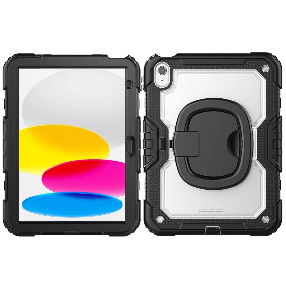 For iPad (2025) / iPad 10.9 (2022) Kickstand Case PC + Silicone Tablet Cover with Shoulder Strap - 4