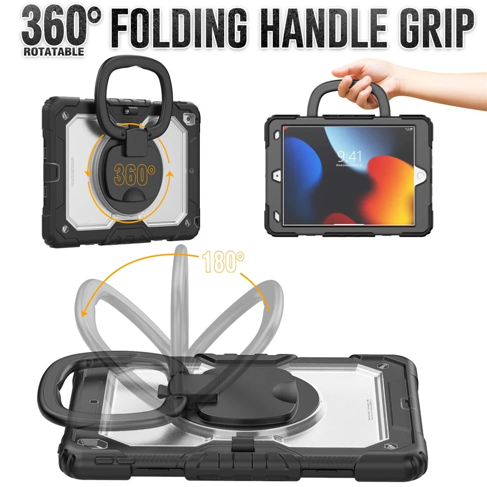 For iPad 10.2 (2021) / (2019) / (2020) Case Ring Kickstand PC + Silicone Shockproof Tablet Cover - 4