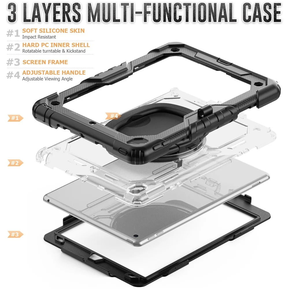 For iPad 10.2 (2021) / (2019) / (2020) Case Ring Kickstand PC + Silicone Shockproof Tablet Cover - 7