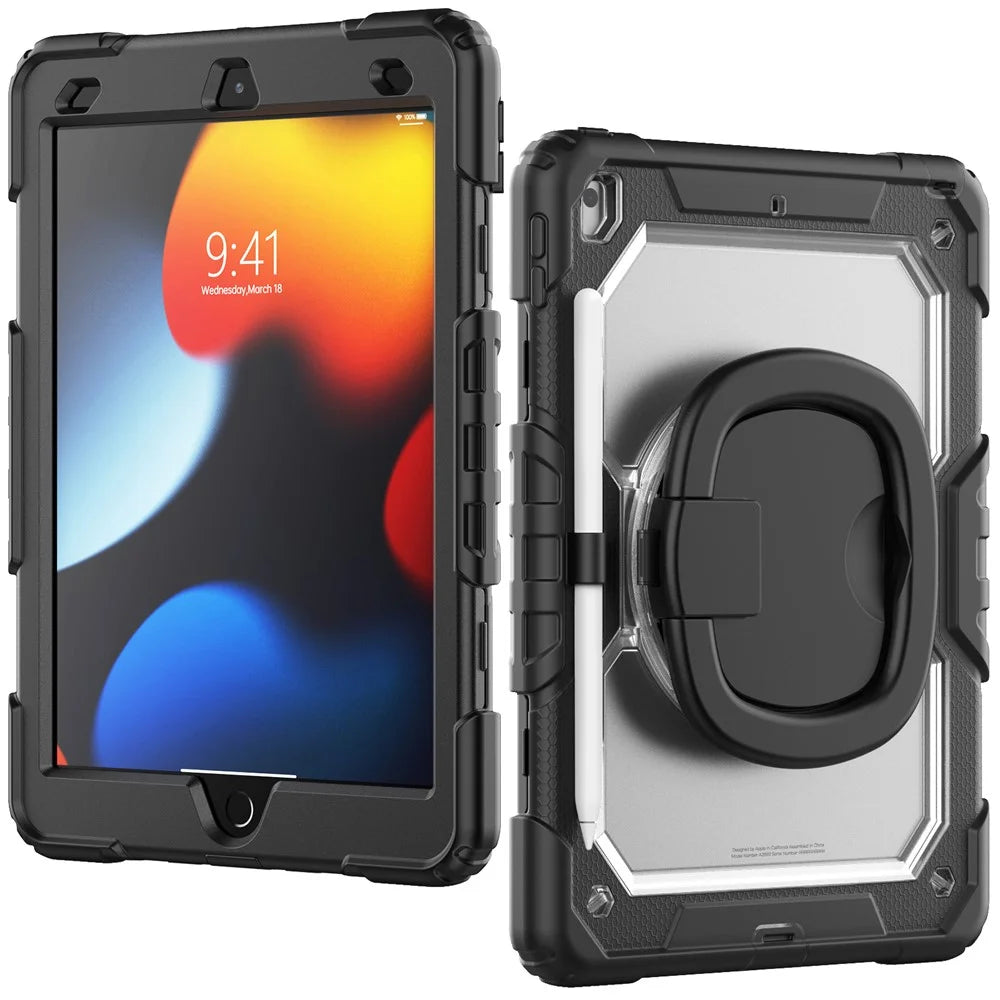 For iPad 10.2 (2021) / (2019) / (2020) Kickstand Case PC + Silicone Tablet Cover with Shoulder Strap - 2